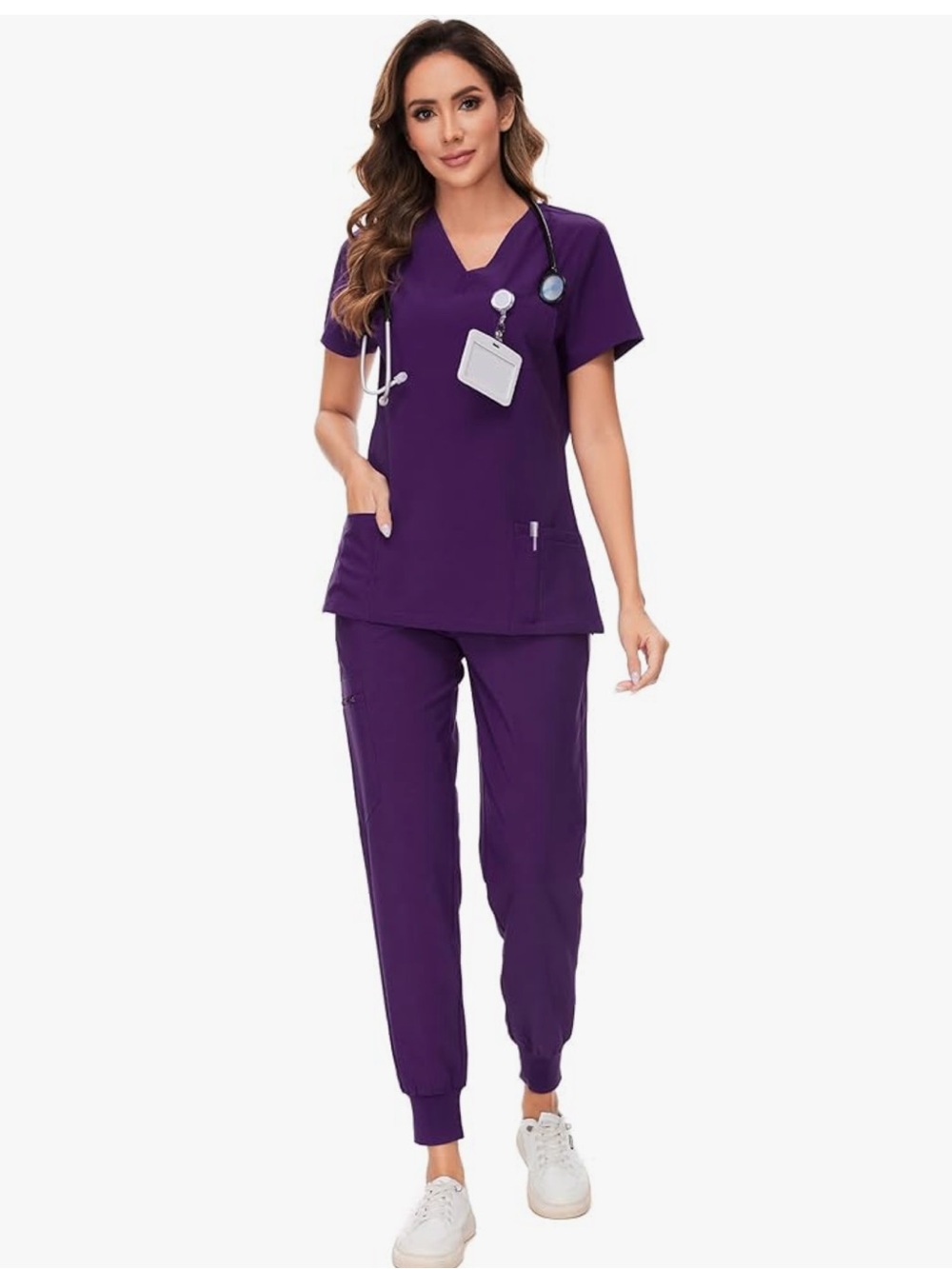 Women’s Purple CozyFit V-Neck Medical Scrub Set
